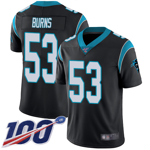 Carolina Panthers #53 Brian Burns Black Team Color Men's Stitched NFL 100th Season Vapor Limited Jersey