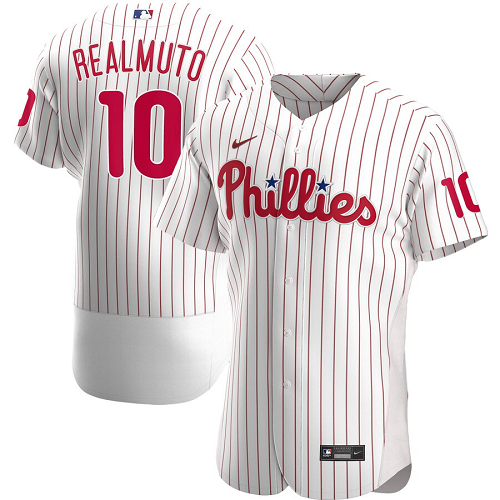 Men's Nike Philadelphia Phillies #10 JT Realmuto White Home 2020 Player MLB Jersey