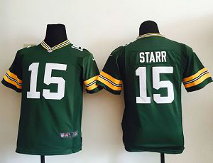 Nike Green Bay Packers #15 Bart Starr Green Team Color Youth Stitched NFL Elite Jersey