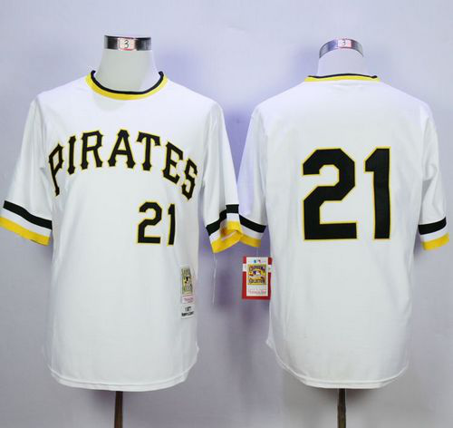 Mitchell And Ness 1971 Pittsburgh Pirates #21 Roberto Clemente Stitched White Throwback MLB Jersey