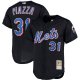 Men's New York Mets Mike Piazza Mitchell & Ness Black Big & Tall Cooperstown Collection Mesh Button-Up Jersey