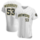 Men's Milwaukee Brewers #53 Brandon Woodruff MLB White Flex Base Jersey