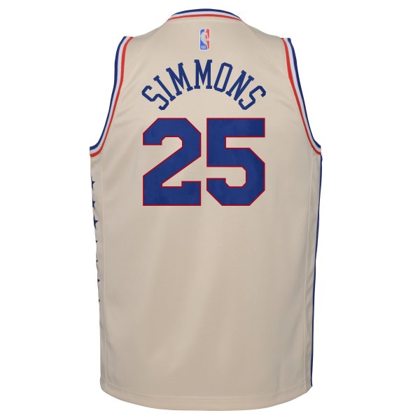 Youth Philadelphia 76ers Ben Simmons Nike Cream 2020/21 Swingman Player Jersey - Earned Edition