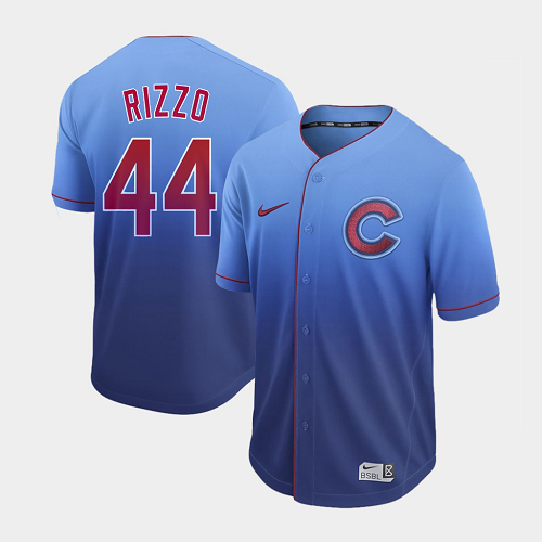 Men's Nike Chicago Cubs #44 Anthony Rizzo Royal Fade MLB Jersey