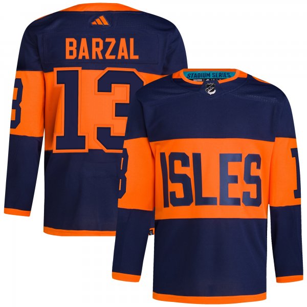 Men's New York Islanders Mathew Barzal adidas Navy 2024 NHL Stadium Series Primegreen Player Jersey