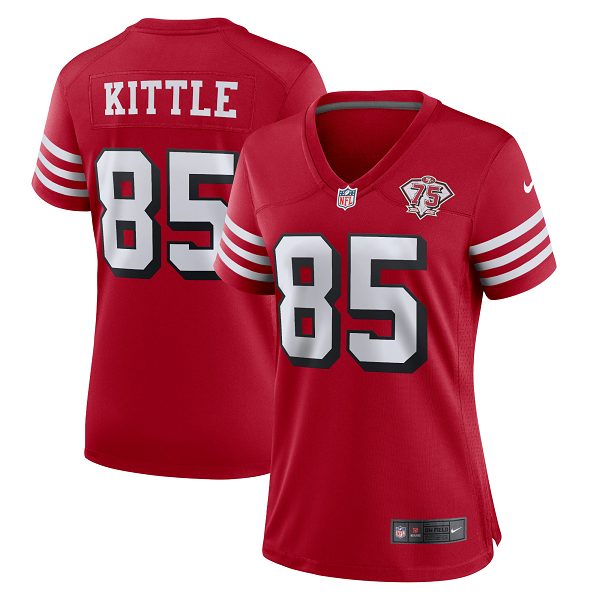 Women's San Francisco 49ers #85 George Kittle Nike Scarlet 75th Anniversary Alternate Limited Jersey