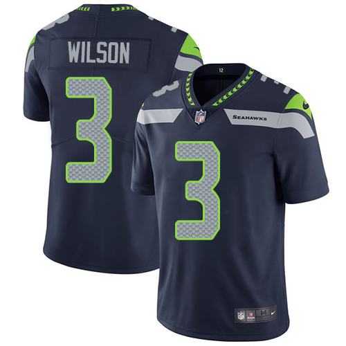 Nike Seattle Seahawks #3 Russell Wilson Steel Blue Team Color Youth Stitched NFL Vapor Untouchable Limited Jersey