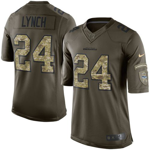 Nike Seattle Seahawks #24 Marshawn Lynch Green Men's Stitched NFL Limited Salute to Service Jersey