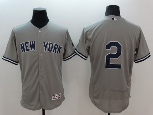 New York Yankees #2 Derek Jeter Grey Flexbase Collection Stitched MLB Jersey