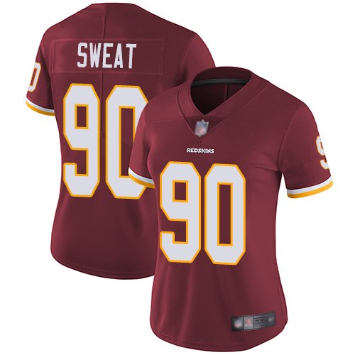 Washington Redskins #90 Montez Sweat Burgundy Red Team Color Women's Stitched NFL Vapor Untouchable Limited Jersey