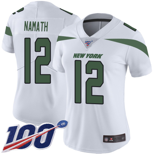 Women's New York Jets #12 Joe Namath WhiteStitched NFL 100th Season Vapor Limited Jersey