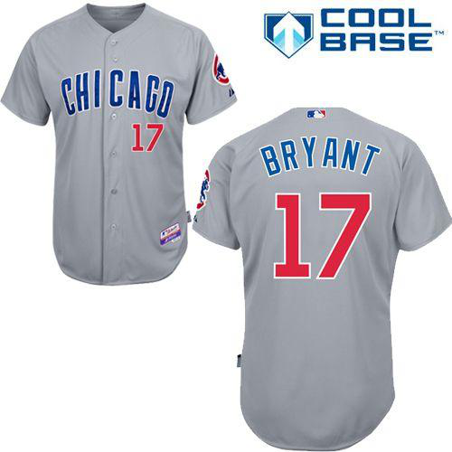 Chicago Cubs #17 Kris Bryant Grey Road Cool Base Stitched MLB Jersey