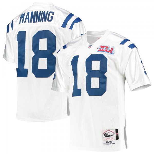 Men's Indianapolis Colts 2006 Peyton Manning Mitchell & Ness White Throwback Retired Player Jersey