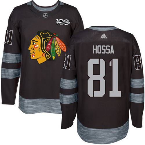 Chicago Blackhawks #81 Marian Hossa Black 1917-2017 100th Anniversary Stitched NHL Jersey