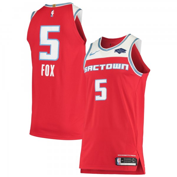 Men's Sacramento Kings De'Aaron Fox Nike Red Badge Jersey - City Edition