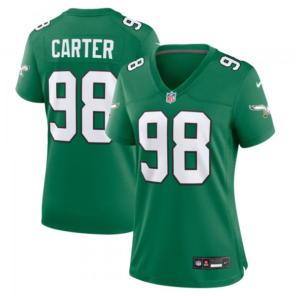 Women's Philadelphia Eagles Jalen Carter Nike Kelly Green Alternate Game Jersey