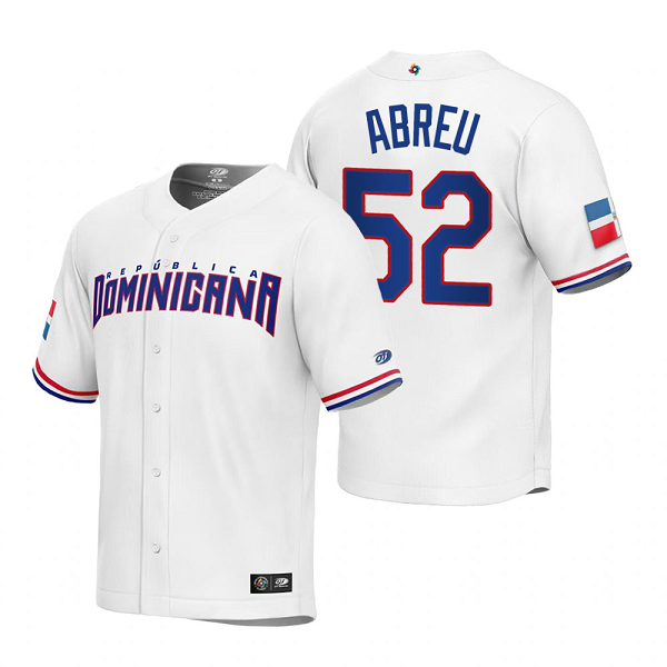 Dominican Republic Baseball Bryan Abreu White 2023 World Baseball Classic Replica Jersey WBC White Jersey