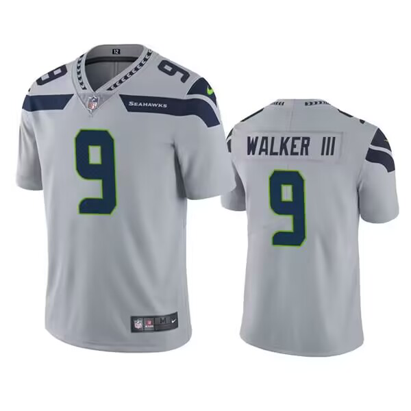 Men's Seattle Seahawks #9 Kenneth Walker III Grey Vapor Untouchable Limited Stitched NFL Jersey