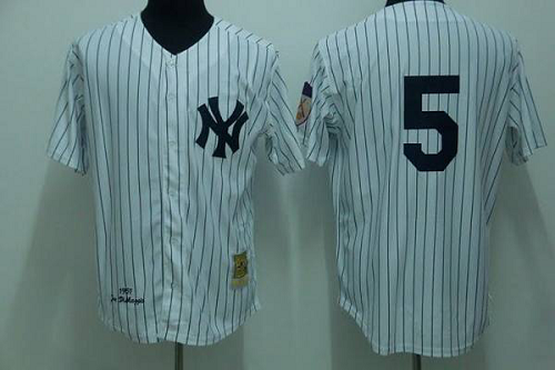 Mitchell and Ness New York Yankees #5 Joe DiMaggio Stitched White Throwback MLB Jersey