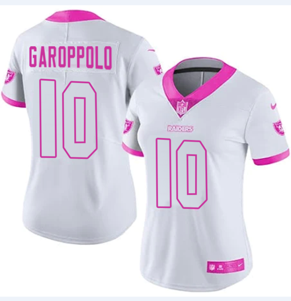 Women's Nike Las Vegas Raiders #10 Jimmy Garoppolo White/Pink Vapor Limited NFL Jersey