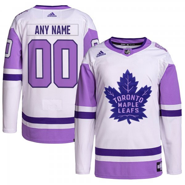 Men's Toronto Maple Leafs adidas White/Purple Hockey Fights Cancer Primegreen Custom Jersey