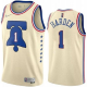 Men's Philadelphia 76ers #1 James Harden Earned Edition Cream Jersey