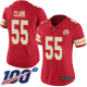 Women's Kansas City Chiefs #55 Frank Clark Red Team ColorStitched NFL 100th Season Vapor Limited Jersey