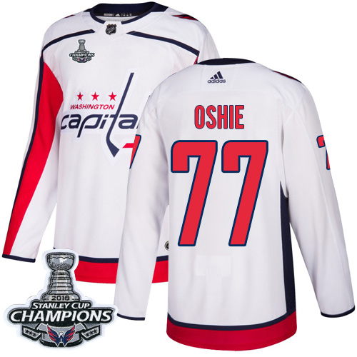 Adidas Washington Capitals #77 T.J. Oshie White Road Stanley Cup Final Champions Stitched NHL Jersey