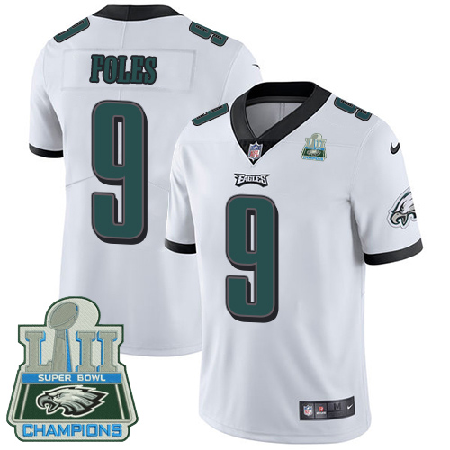 Nike Philadelphia Eagles #9 Nick Foles White Super Bowl LII Champions Men's Stitched NFL Vapor Untouchable Limited Jersey