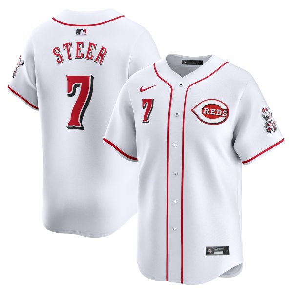 Men's Cincinnati Reds Spencer Steer Nike White Home Limited Player Jersey