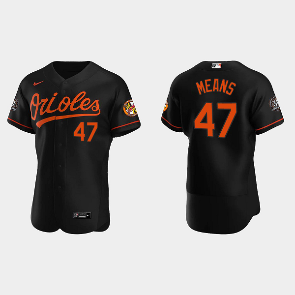 Men's Baltimore Orioles #47 John Means 30th Anniversary Black Flex Base MLB Jersey