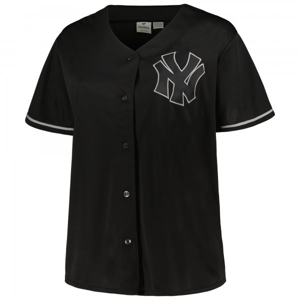 Women's New York Yankees Black/Navy Plus Size Pop Fashion Button-Up Jersey