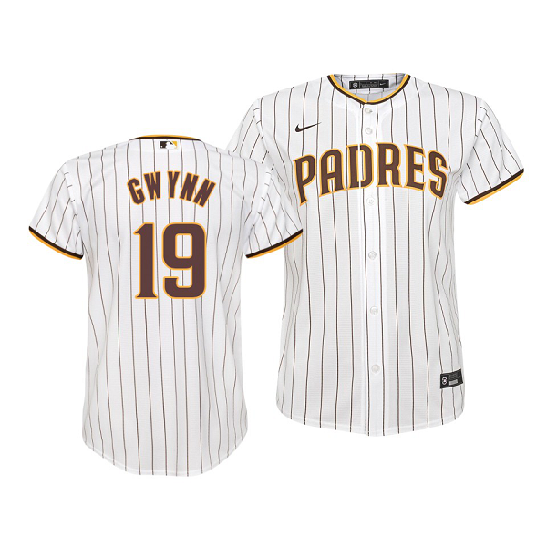 2020 Padres Tony Gwynn #19 Replica Home Youth White Jersey