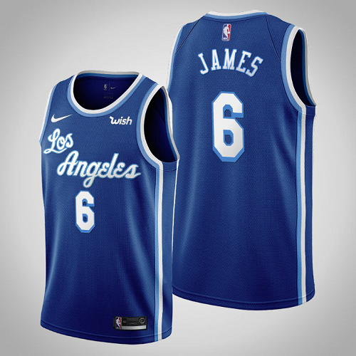 Men's Los Angeles Lakers 2019-20 LeBron James #6 Blue Hardwood Classics NBA Jersey