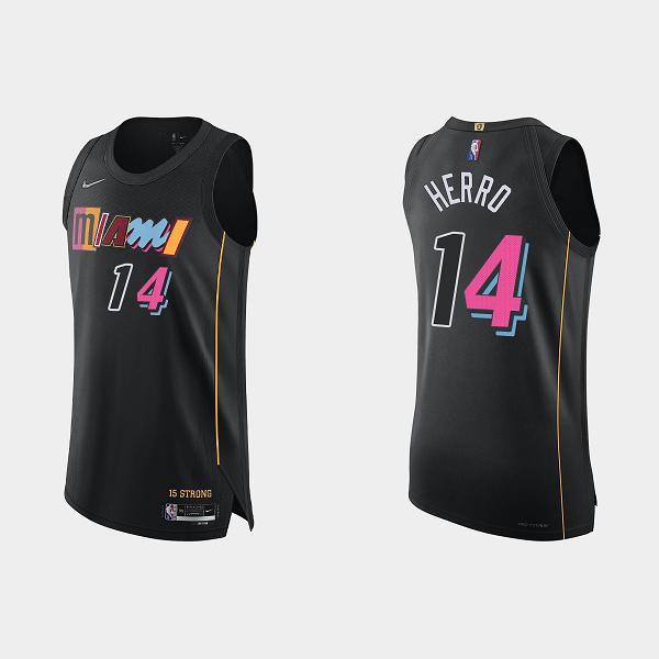 Men's Miami Heat #14 Tyler Herro 2021/22 75th Anniversary City Black NBA Jersey