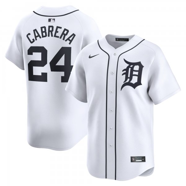 Men's Detroit Tigers #24 Miguel Cabrera Nike White Home Limited Player Jersey