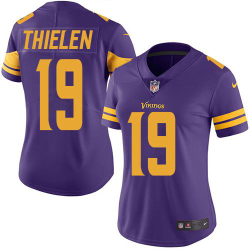 Nike Minnesota Vikings #19 Adam Thielen Purple Women's Stitched NFL Limited Rush Jersey