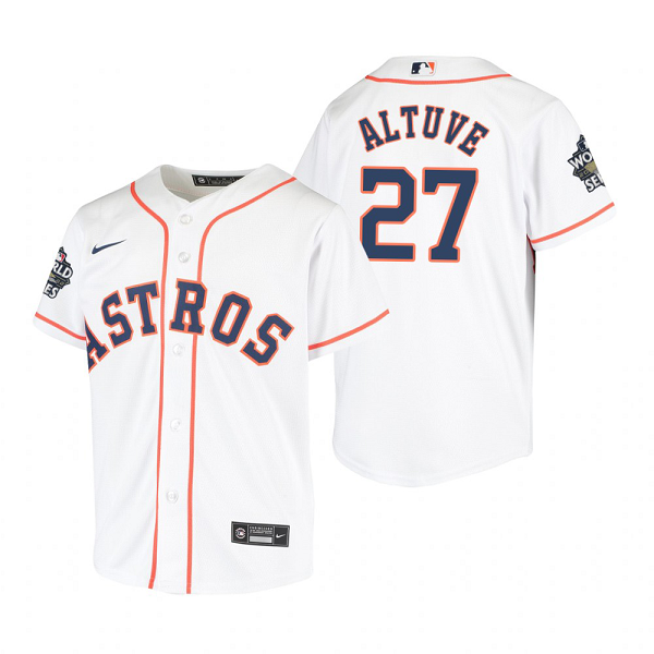 Youth Houston Astros Jose Altuve White 2022 World Series Cool Base Jersey