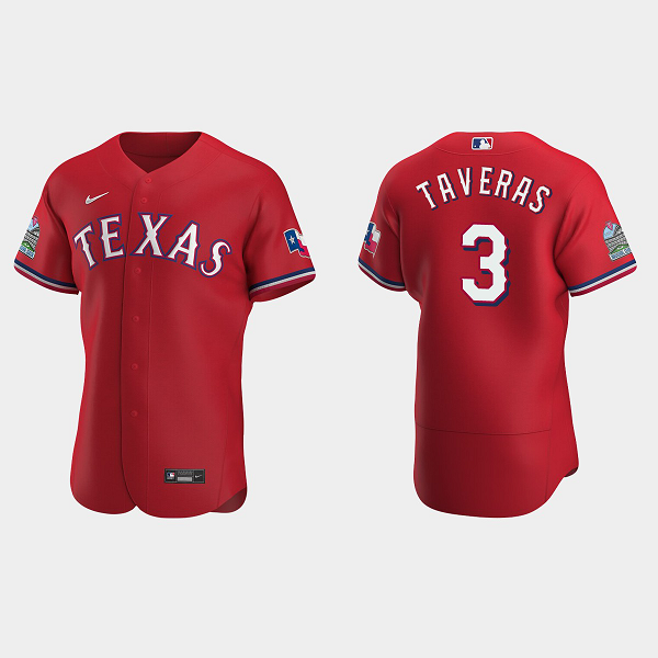 Men's Texas Rangers #3 Leody Taveras Scarlet Alternate Flex Base MLB Jersey