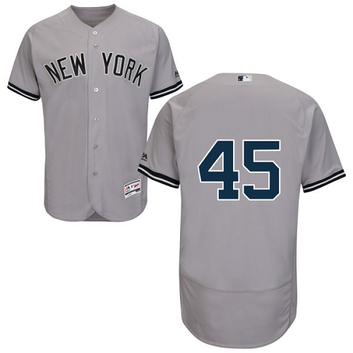 Men's New York Yankees #45 Chasen Shreve Gray Cool Base Flex Base Majestic Only Number MLB Jersey