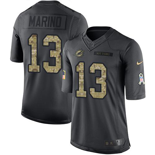 Nike Miami Dolphins #13 Dan Marino Black Men's Stitched NFL Limited 2016 Salute to Service Jersey