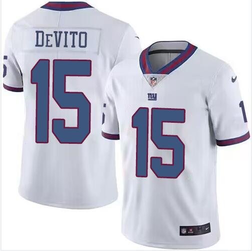 Men's Nike New York Giants #15 Tommy DeVito White Stitched NFL Limited Rush Jersey