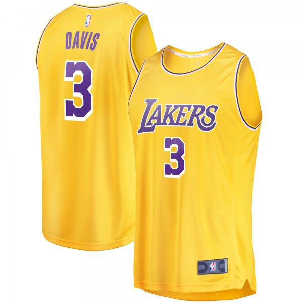 Men's Los Angeles Lakers Anthony Davis Fanatics Gold Fast Break Replica Player Jersey - Icon Edition