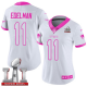 Nike New England Patriots #11 Julian Edelman White/Pink Super Bowl LI 51 Women's Stitched NFL Limited Rush Fashion Jersey