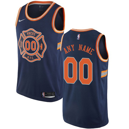 Men's Nike Knicks Personalized Swingman Navy Blue NBA City Edition Jersey