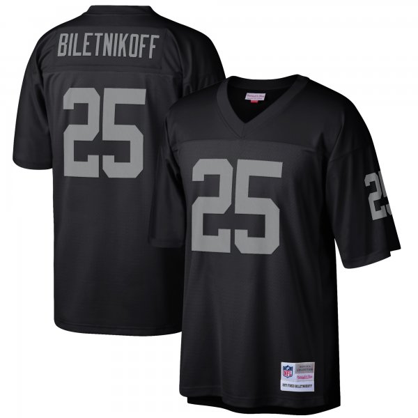 Men's Las Vegas Raiders Fred Biletnikoff Mitchell & Ness Black Retired Player Legacy Replica Jersey