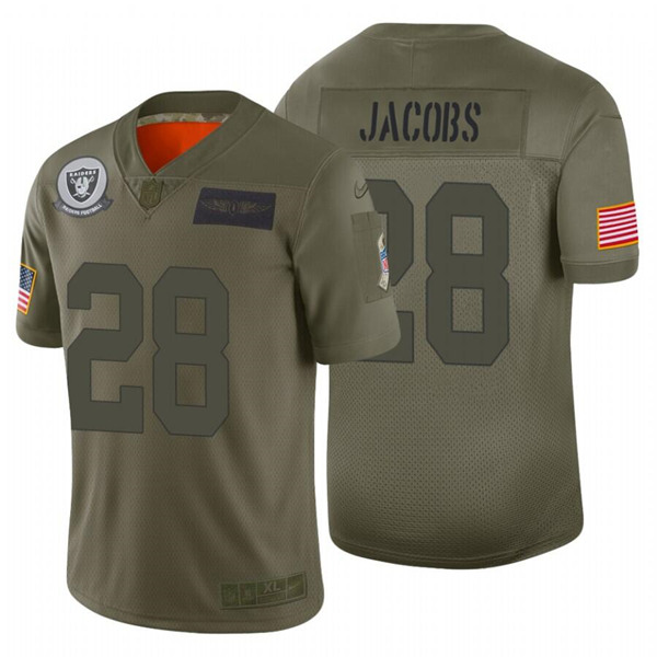 Men's Oakland Raiders #28 Josh Jacobs 2019 Camo Salute To Service Limited Stitched NFL Jersey