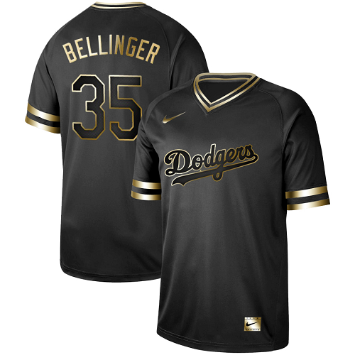 Men's Nike Los Angeles Dodgers #35 Cody Bellinger Black Gold MLB Jersey