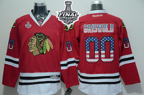 Chicago Blackhawks #00 Clark Griswold Red USA Flag Fashion 2015 Stanley Cup Stitched NHL Jersey