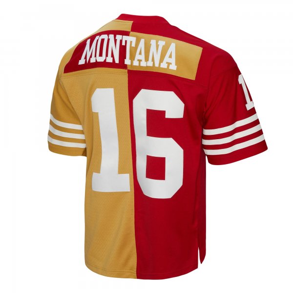 Men's San Francisco 49ers Joe Montana Mitchell & Ness Scarlet/Gold 1990 Split Legacy Replica Jersey